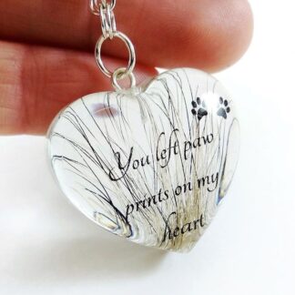 Personalised Pet Memorial Jewellery - Heart Hair Keepsake You Left Paw Prints on My Heart