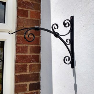 Hand Forged Blacksmith Made Hanging Basket Bracket.