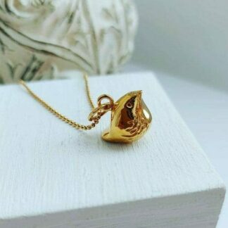 Chunky Gold Plated Sterling Silver Bird Charm Necklace