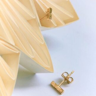 Gold Textured "Bar" Stud Earrings