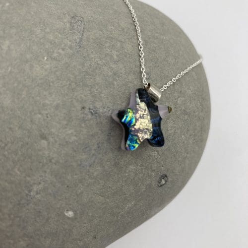 Small star shaped dichroic glass necklace - Image 3