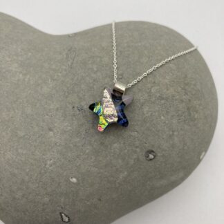 Small star shaped dichroic glass necklace