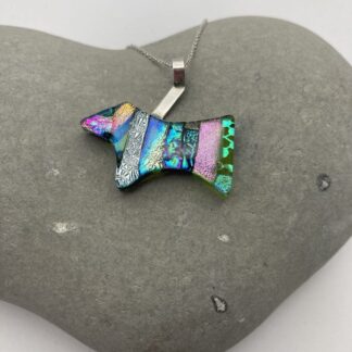 One of a kind dichroic glass dog necklace