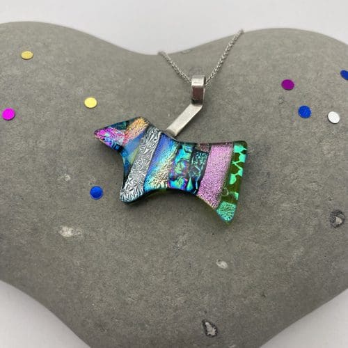 One of a kind dichroic glass dog necklace - Image 2