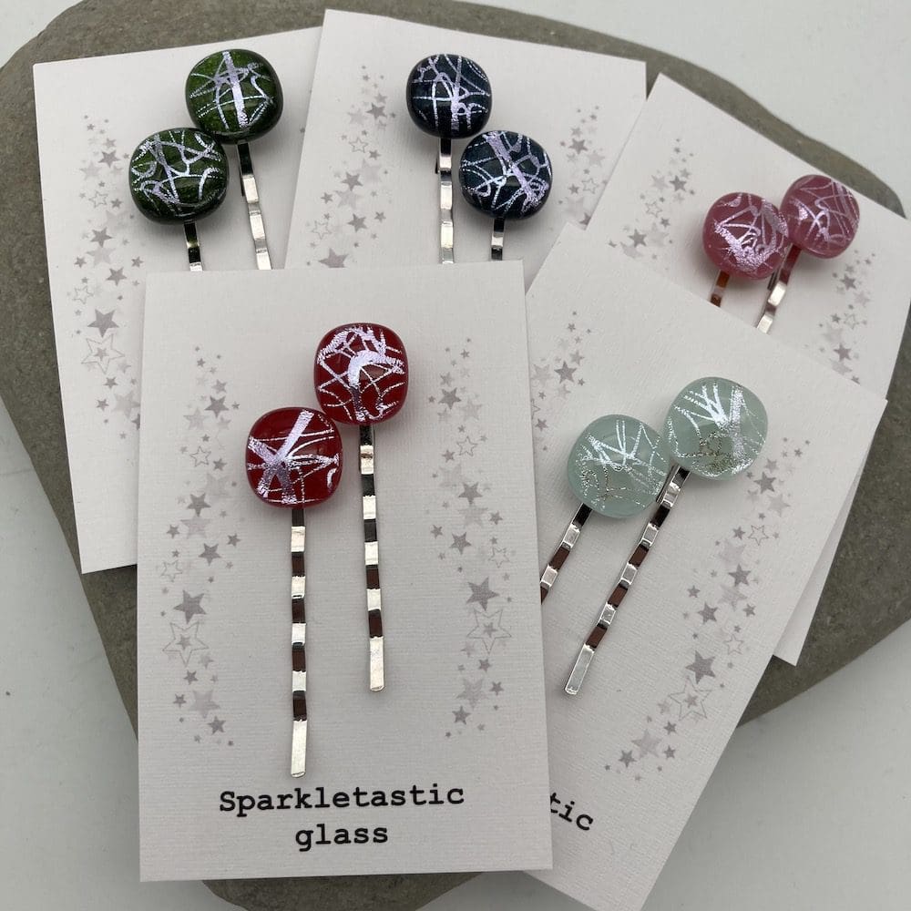 Silver swirl pattern hair grips