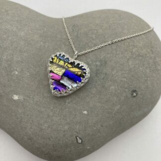 Fancy dichroic glass heart necklace