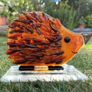 Hettie the Hedgehog handmade fused glass