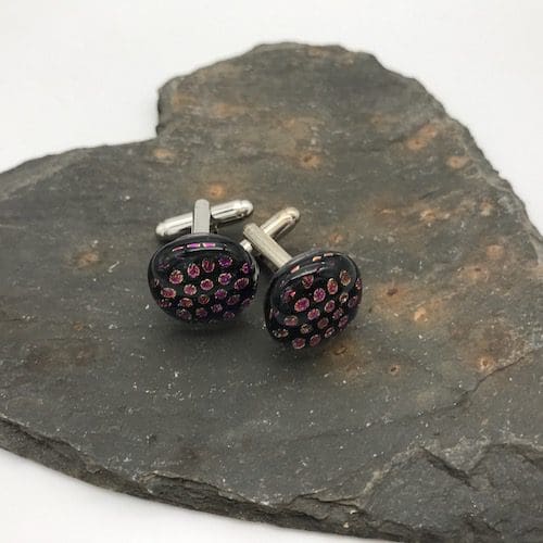 Purple with dot pattern cufflinks - Image 2