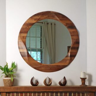 Round mirror made from walnut