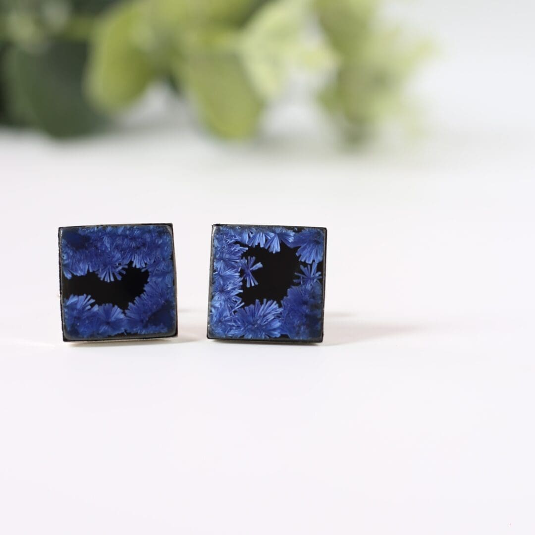 Black porcelain & Ice blue square cufflinks