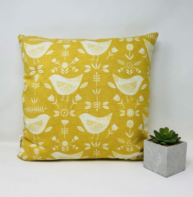 Yellow/Mustard Scandi Bird Cushion Cover. Scandinavian Decor Cushion - Image 7