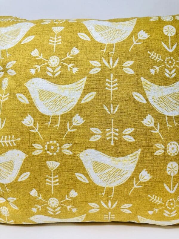 Yellow/Mustard Scandi Bird Cushion Cover. Scandinavian Decor Cushion - Image 3