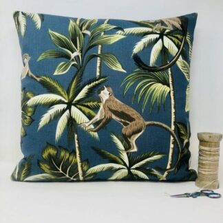 Tropical Monkey Cushion Cover. Exotic Jungle Botanical Cushion Cover.