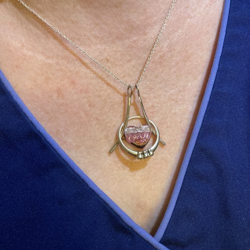 Dichroic glass heart ring saver necklace - Image 3