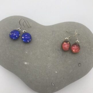 Starry sky pattern dichroic glass dangly earrings