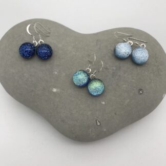 Colourful dichroic glass dangly earrings