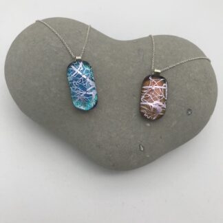 Silver swirl dichroic necklaces