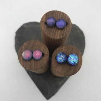 Colourful dichroic glass stud earrings