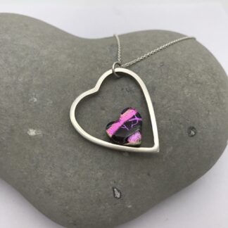 Pink heart within a heart necklace