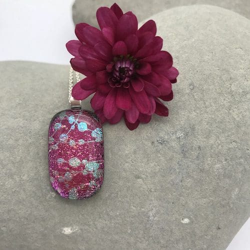 Science pattern dichroic glass necklace - Image 2