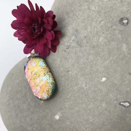 Science pattern dichroic glass necklace - Image 3