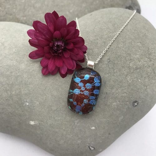 Science pattern dichroic glass necklace - Image 5
