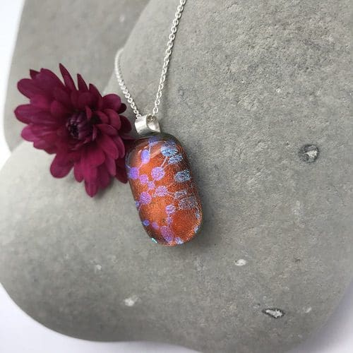 Science pattern dichroic glass necklace - Image 4