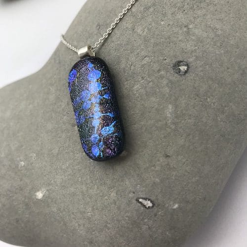 Science pattern dichroic glass necklace - Image 6