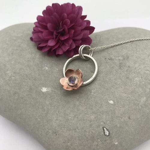 Copper and silver daisy necklace - Image 3