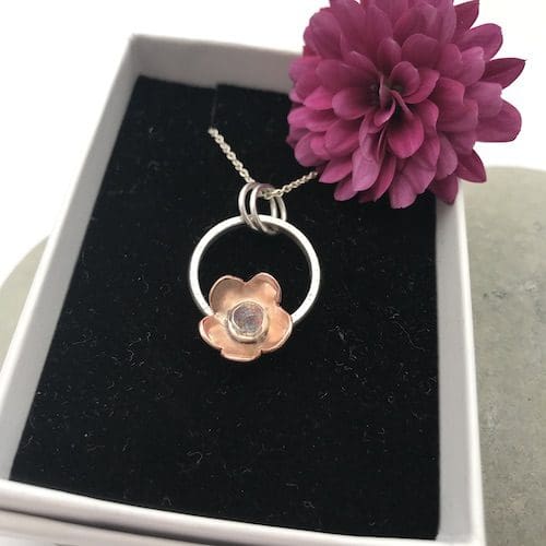 Copper and silver daisy necklace - Image 2