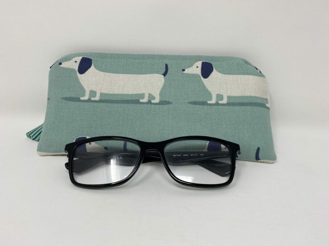 Zipped Sausage Dog Glasses Case. Turquoise Padded Dachshund Sunglasses Case - Image 5