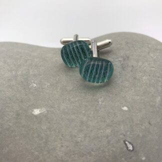 Turquoise stripey cufflinks
