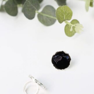 Porcelain statement ring, black & purple
