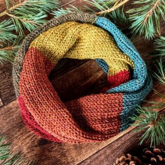 Knitted Infinity Scarf, Autumn Tweed Shades.