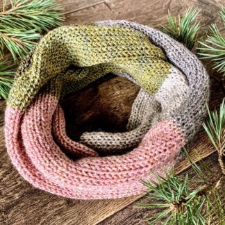 Knitted Infinity Scarf, Moorland Tweed Shades.