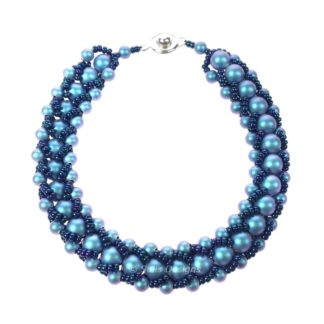 Handcrafted Iridescent Blue Pearl Slinky Austrian Pearl Bracelet