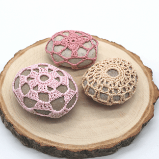 Set of 3 crochet covered pebbles
