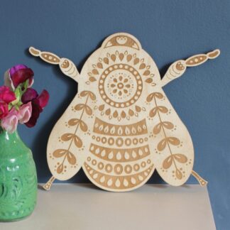 Large Wooden Folk Art Bumblebee Wall Hanging