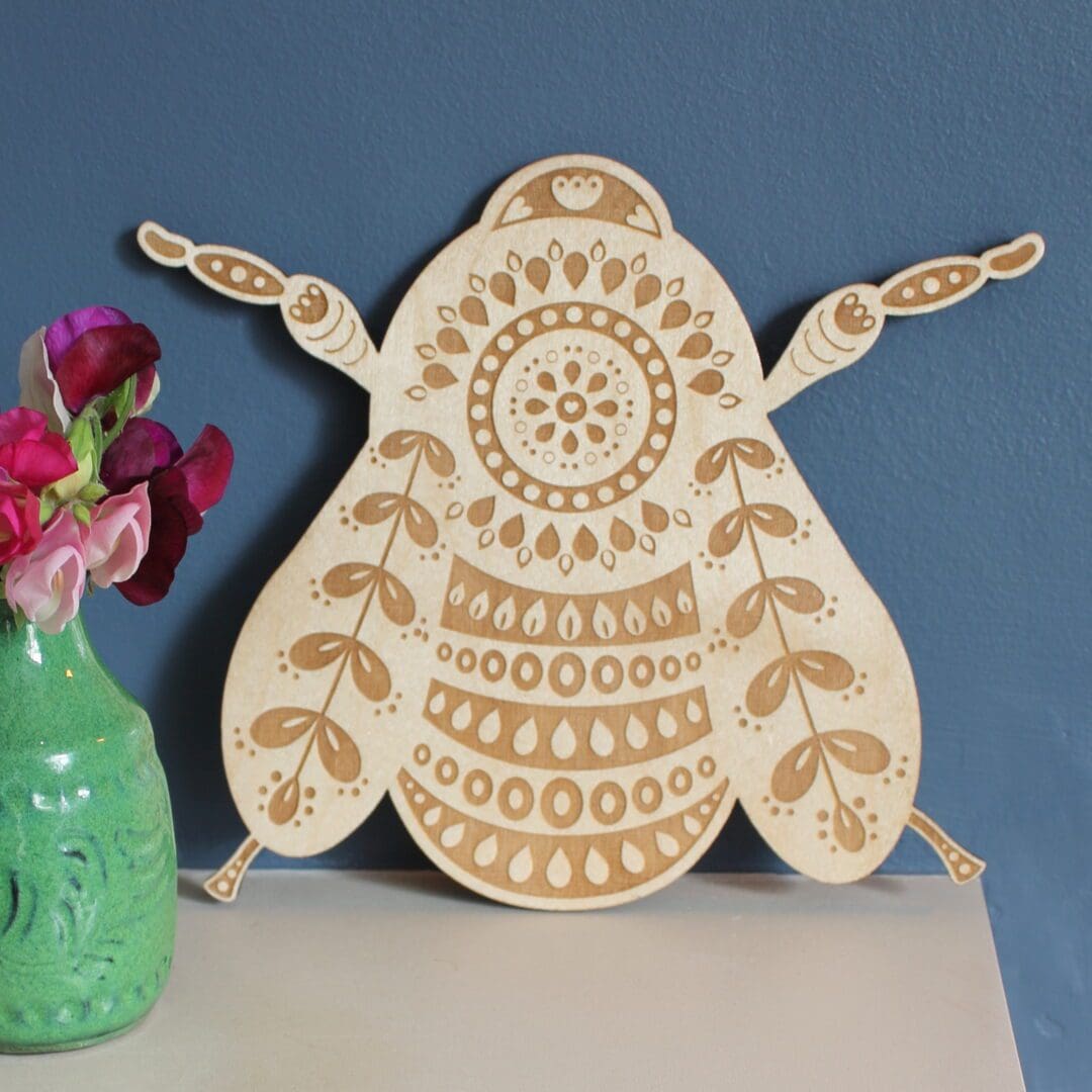 Large Wooden Folk Art Bumblebee Wall Hanging