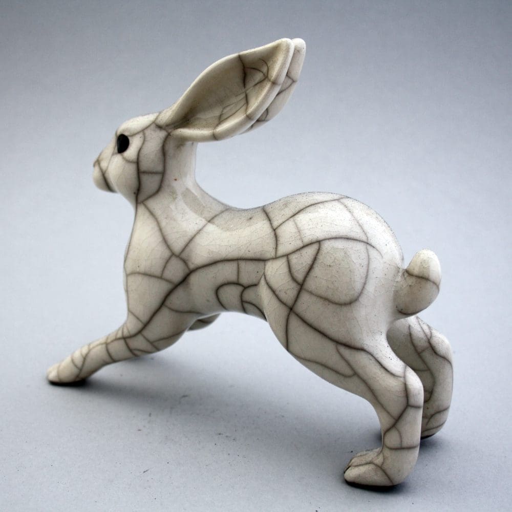 Leaping Hare - Ceramic Animal Sculpture - Image 3