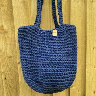 Navy Crochet Shoulder Bag