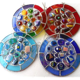abstract stained glass fused nugget ring suncatcher