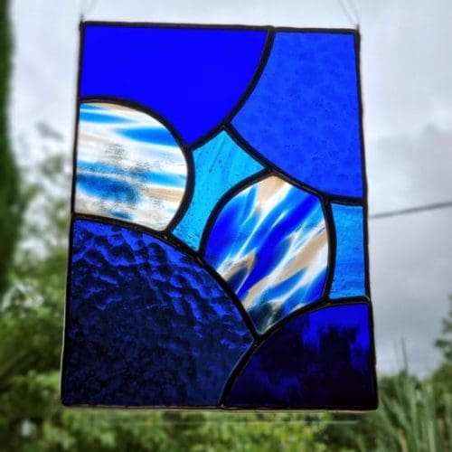 Stained Glass Organic Blues Suncatcher - Image 5
