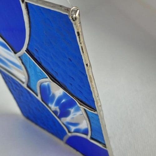 Stained Glass Organic Blues Suncatcher - Image 3