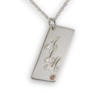 Handmade Sterling Silver Birthstone Necklace Hand Engraved Initials