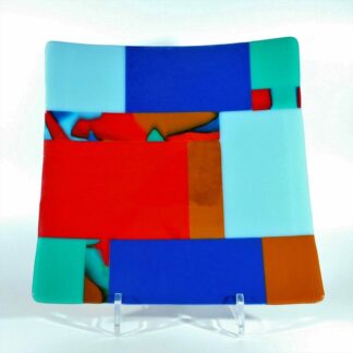 Patchwork Multicoloured Fused Glass Platter