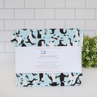 Reusable Lunch set with sandwich wrap and snack bags - Penguins