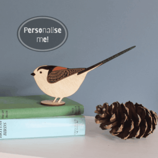 Standing Wooden Long-Tailed Tit Decoration - Hand Painted
