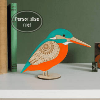 Standing Wooden Kingfisher Decoration - Etched and Hand Painted