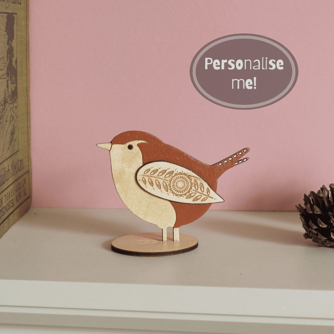 Standing Wooden Jenny Wren Decoration